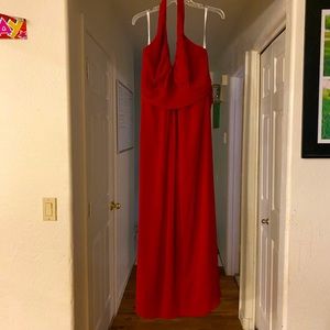 Red chiffon halter gown